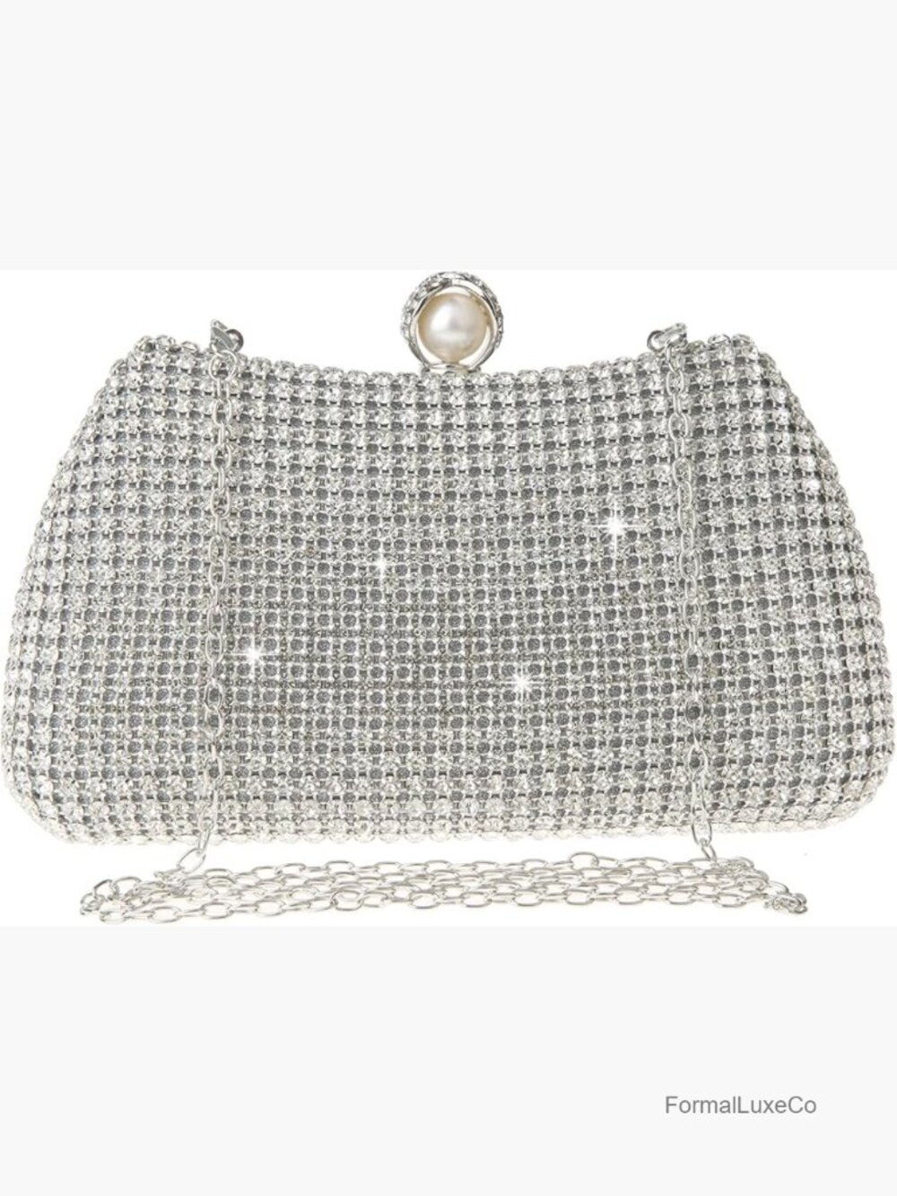 Sparkly Rhinestone Crystal Clutch Evening Bag with Removable Chain for Wedding
